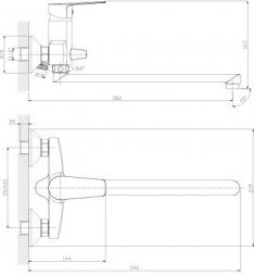 Смеситель универсальный Rossinka S35-33 с плоск. повор. излив. 350мм хром